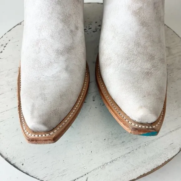 Lane EMMA JANE Womens Cowboy Boots 9 White Leather Western Cowgirl Mid Calf Tall