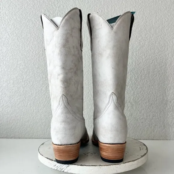 Lane EMMA JANE Womens Cowboy Boots 9 White Leather Western Cowgirl Mid Calf Tall