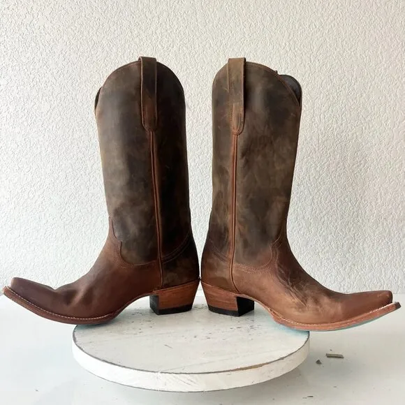 Lane EMMA JANE Womens Cowboy Boots 9.5 Brown Leather Western Cowgirl Mid Calf