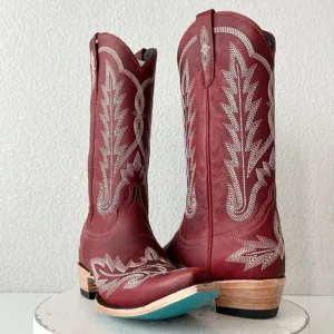 Lane LEXINGTON Womens Cowboy Boots 7.5 Red Leather Western Cowgirl Mid Calf Tall