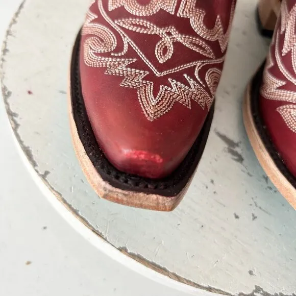 Lane LEXINGTON Womens Cowboy Boots 7.5 Red Leather Western Cowgirl Mid Calf Tall