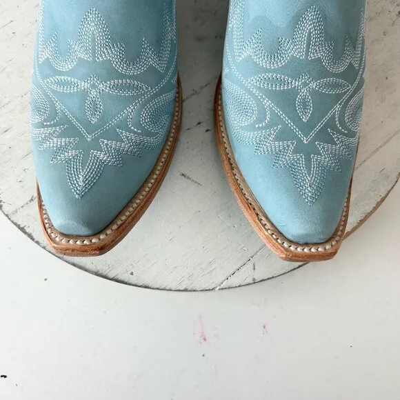 Lane LEXINGTON Womens Cowboy Boots 8 Powder Blue Western Cowgirl Mid Calf Tall