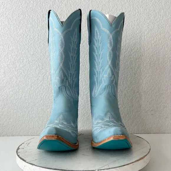 Lane LEXINGTON Womens Cowboy Boots 8 Powder Blue Western Cowgirl Mid Calf Tall