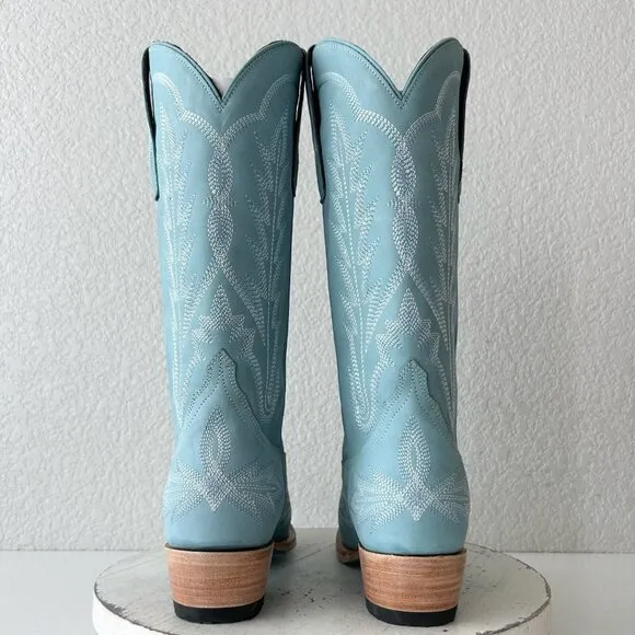 Lane LEXINGTON Womens Cowboy Boots 8.5 Powder Blue Western Cowgirl Mid Calf Tall
