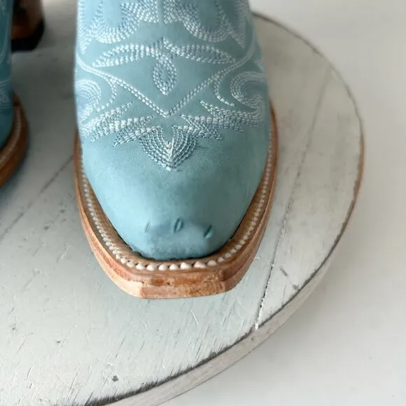 Lane LEXINGTON Womens Cowboy Boots 8.5 Powder Blue Western Cowgirl Mid Calf Tall