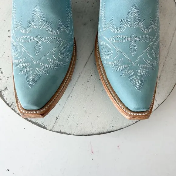 Lane LEXINGTON Womens Cowboy Boots 8.5 Powder Blue Western Cowgirl Mid Calf Tall