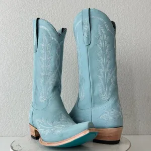 Lane LEXINGTON Womens Cowboy Boots 8.5 Powder Blue Western Cowgirl Mid Calf Tall