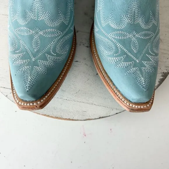 Lane LEXINGTON Womens Cowboy Boots 9 Powder Blue Western Cowgirl Mid Calf Tall