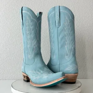 Lane LEXINGTON Womens Cowboy Boots 9 Powder Blue Western Cowgirl Mid Calf Tall