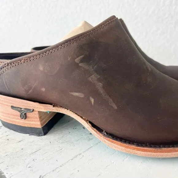 Lane Plain Jane Mule Womens 6.5 Brown Leather Cowboy Boots Short Western Cowgirl