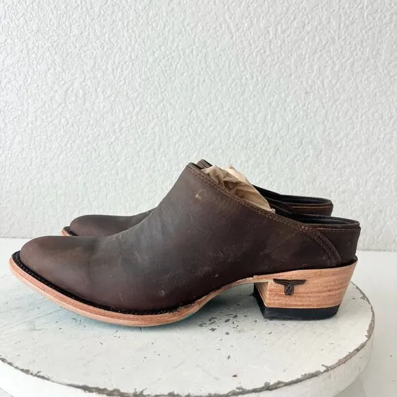 Lane Plain Jane Mule Womens 6.5 Brown Leather Cowboy Boots Short Western Cowgirl