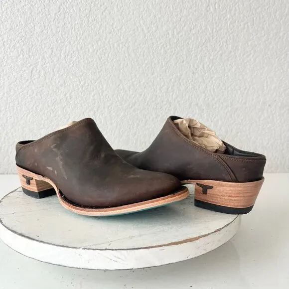 Lane Plain Jane Mule Womens 6.5 Brown Leather Cowboy Boots Short Western Cowgirl