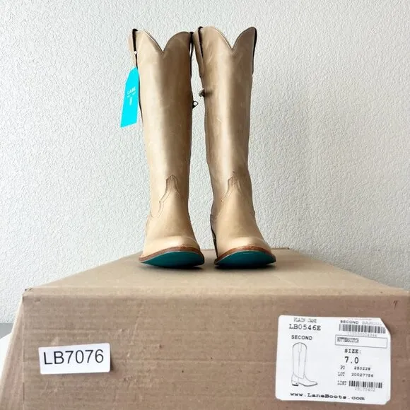 Lane PLAIN JANE Womens Cowboy Boots 7 Butterscotch Western Cowgirl Mid Calf Tall