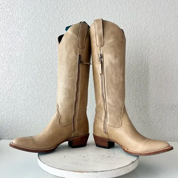Lane PLAIN JANE Womens Cowboy Boots 7 Butterscotch Western Cowgirl Mid Calf Tall