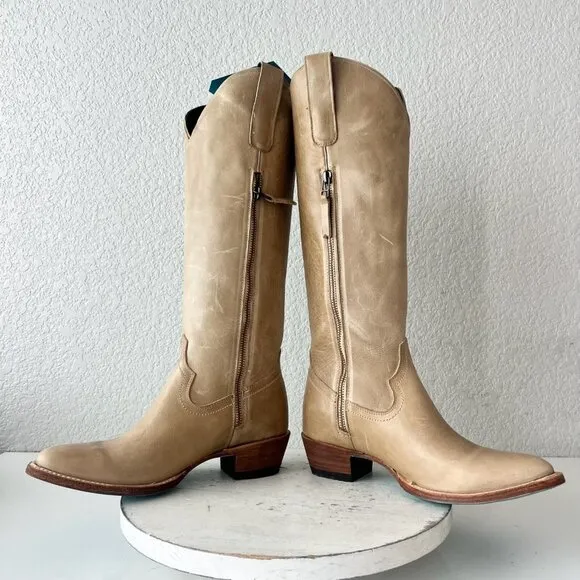 Lane PLAIN JANE Womens Cowboy Boots 7 Butterscotch Western Cowgirl Mid Calf Tall