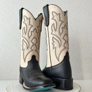 Lane Saratoga Womens Square Toe Cowboy Boots 7 Black Western Cowgirl Mid Calf