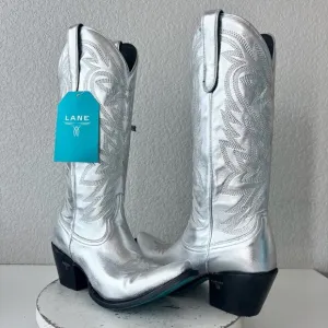 Lane SMOKESHOW Womens Cowboy Boots 10 Silver Trail Western Cowgirl Mid Calf Tall