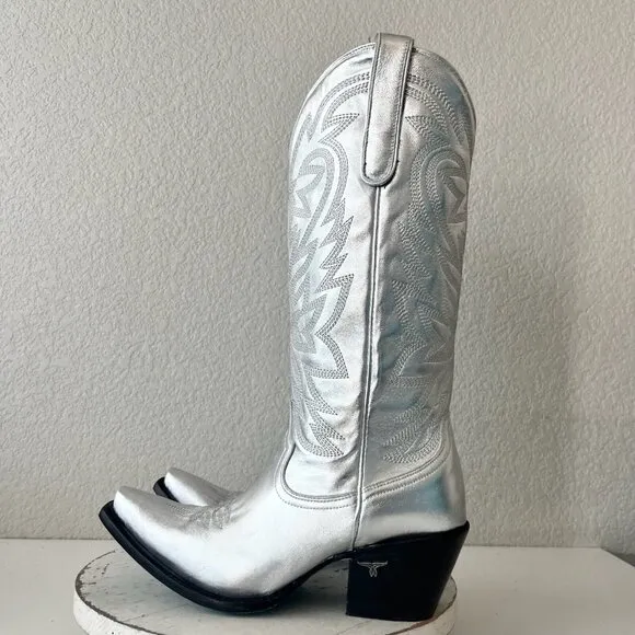 Lane SMOKESHOW Womens Cowboy Boots 10 Silver Trail Western Cowgirl Mid Calf Tall
