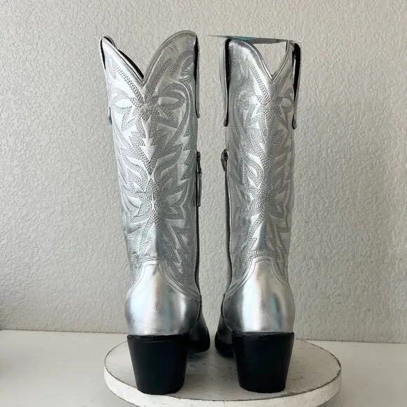 Lane SMOKESHOW Womens Cowboy Boots 10 Silver Trail Western Cowgirl Mid Calf Tall
