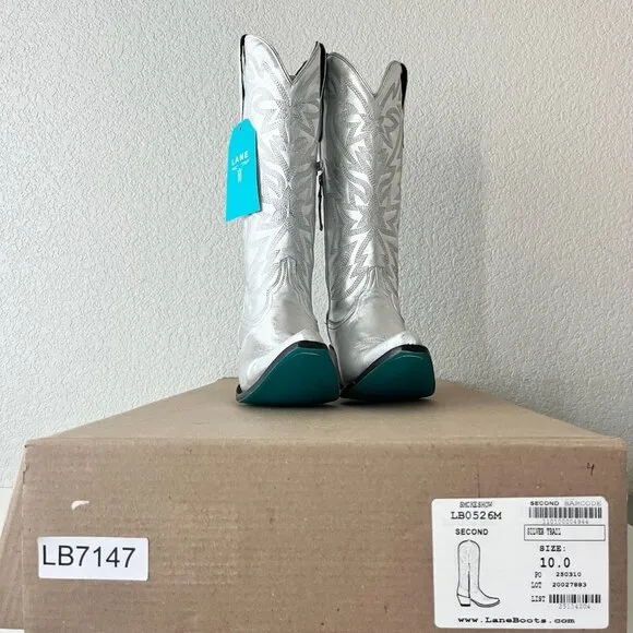 Lane SMOKESHOW Womens Cowboy Boots 10 Silver Trail Western Cowgirl Mid Calf Tall