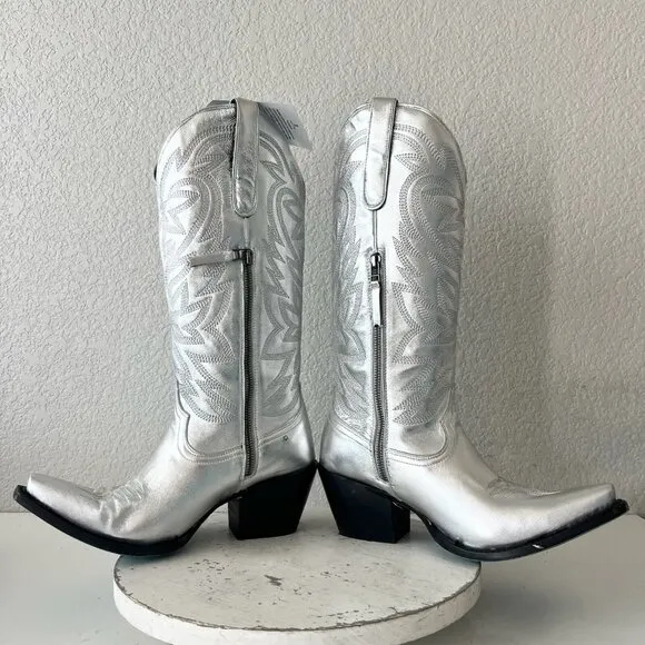 Lane SMOKESHOW Womens Cowboy Boots 10 Silver Trail Western Cowgirl Mid Calf Tall