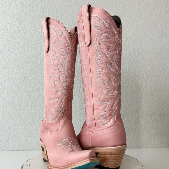 Lane SMOKESHOW Womens Cowboy Boots 6.5 Pink Leather Western Cowgirl Mid Calf