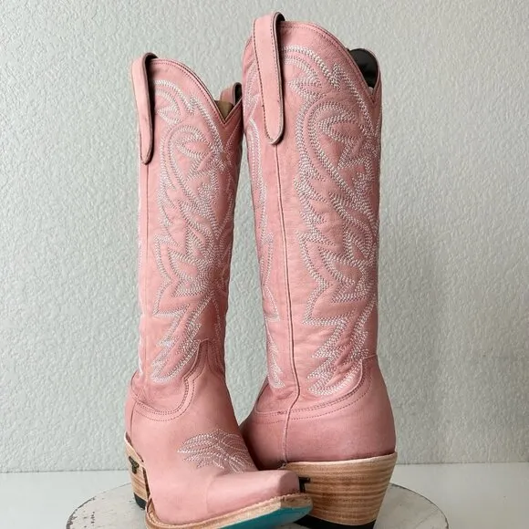 Lane SMOKESHOW Womens Cowboy Boots 6.5 Pink Leather Western Cowgirl Mid Calf