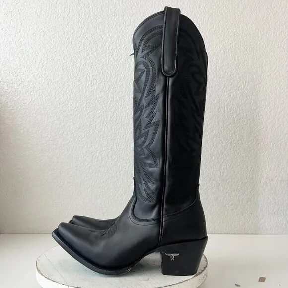 Lane SMOKESHOW Womens Cowboy Boots 7.5 Black Leather Western Cowgirl Mid Calf