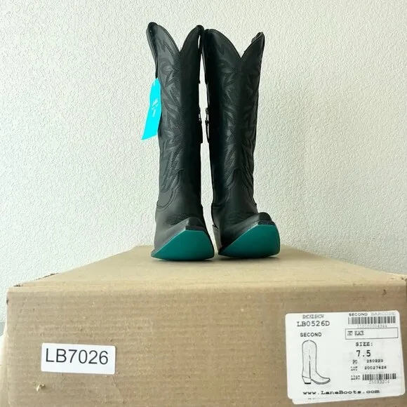 Lane SMOKESHOW Womens Cowboy Boots 7.5 Black Leather Western Cowgirl Mid Calf