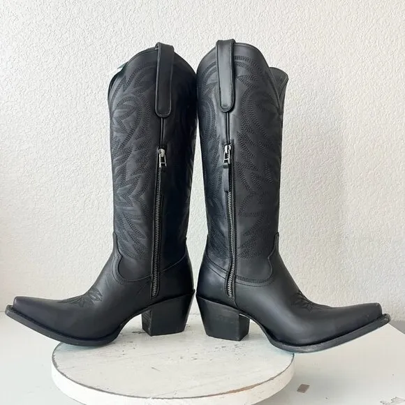 Lane SMOKESHOW Womens Cowboy Boots 7.5 Black Leather Western Cowgirl Mid Calf