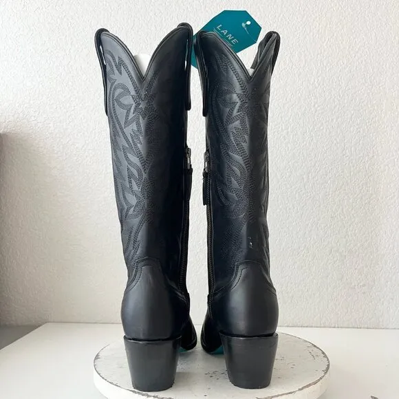 Lane SMOKESHOW Womens Cowboy Boots 7.5 Black Leather Western Cowgirl Mid Calf