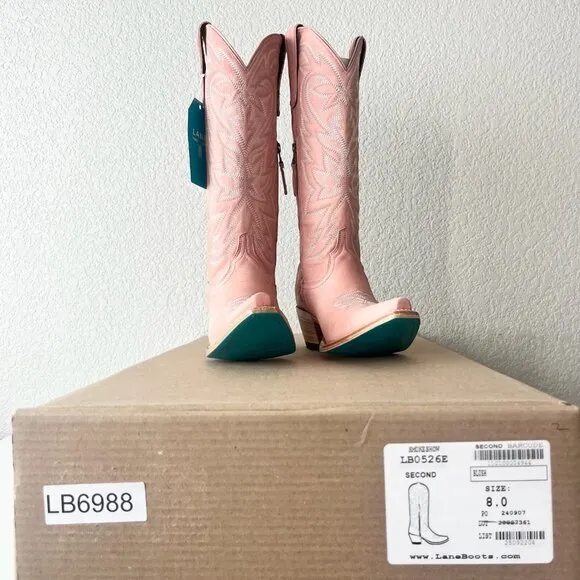 Lane SMOKESHOW Womens Cowboy Boots 8 Pink Leather Western Cowgirl Mid Calf Tall