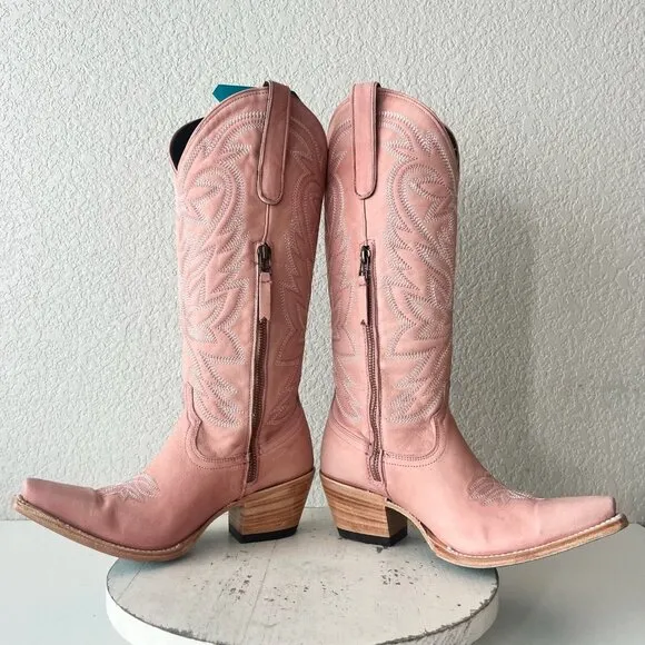 Lane SMOKESHOW Womens Cowboy Boots 8 Pink Leather Western Cowgirl Mid Calf Tall
