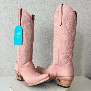 Lane SMOKESHOW Womens Cowboy Boots 8 Pink Leather Western Cowgirl Mid Calf Tall