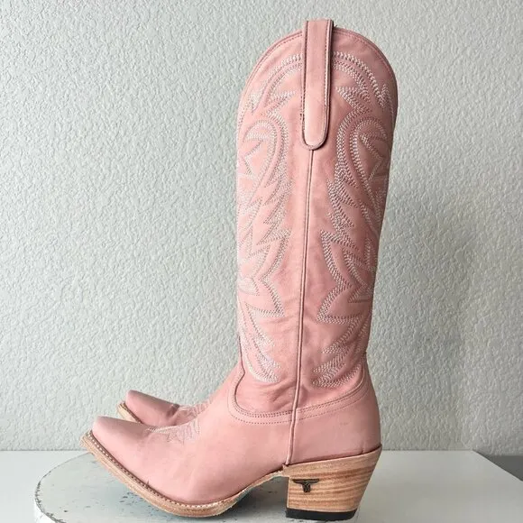 Lane SMOKESHOW Womens Cowboy Boots 8 Pink Leather Western Cowgirl Mid Calf Tall