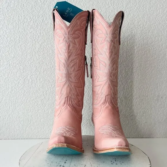 Lane SMOKESHOW Womens Cowboy Boots 8 Pink Leather Western Cowgirl Mid Calf Tall