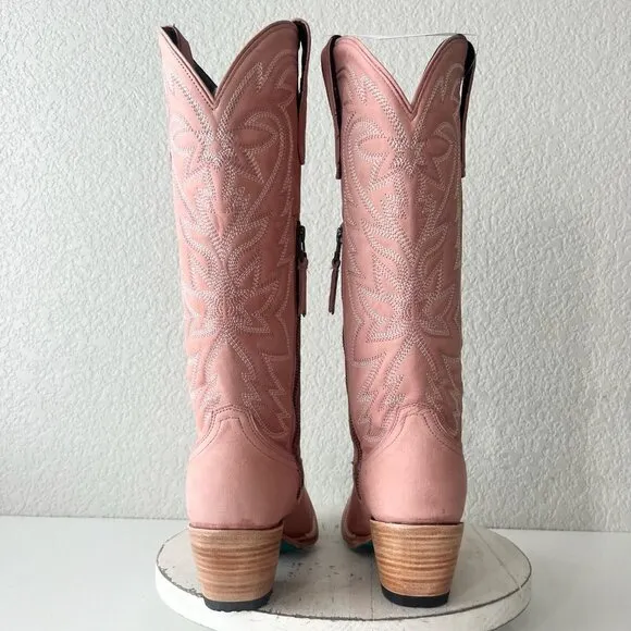 Lane SMOKESHOW Womens Cowboy Boots 8 Pink Leather Western Cowgirl Mid Calf Tall