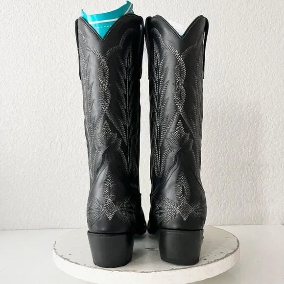 Lane LEXINGTON Womens Cowboy Boots 9.5 Black Leather Western Cowgirl Mid Calf