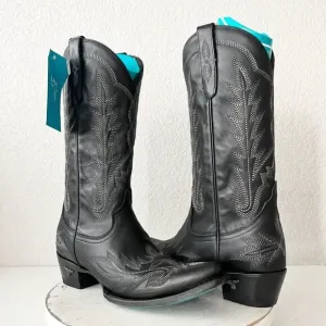 Lane LEXINGTON Womens Cowboy Boots 9.5 Black Leather Western Cowgirl Mid Calf