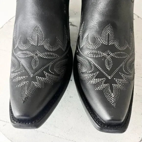 Lane LEXINGTON Womens Cowboy Boots 9.5 Black Leather Western Cowgirl Mid Calf