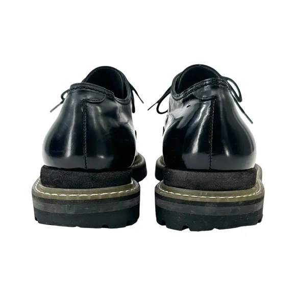 Lanvin Black High Shine Chunky Patent Leather Derby Shoes Oxfords Derbys sz UK 7