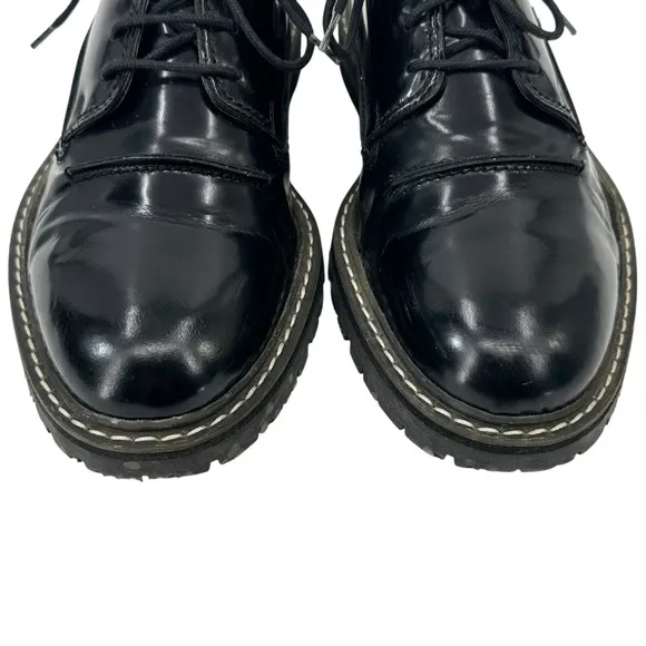 Lanvin Black High Shine Chunky Patent Leather Derby Shoes Oxfords Derbys sz UK 7
