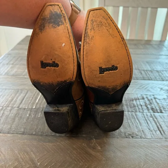 Laredo Womens Rose Western Boots Mid Calf Low Heels Snip Toe Western Size 6 1/2