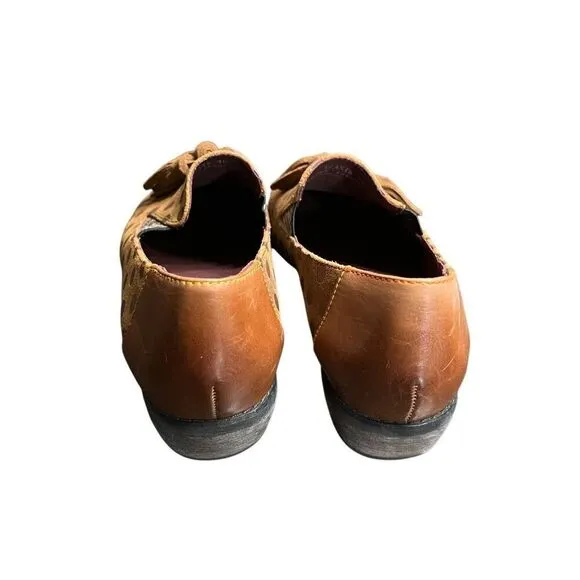 L'Artiste Spring Step Klasik Tassel Brown Suede Polka Dot Loafer Size 40