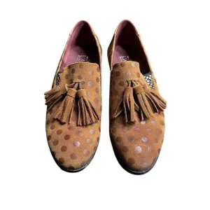 L'Artiste Spring Step Klasik Tassel Brown Suede Polka Dot Loafer Size 40