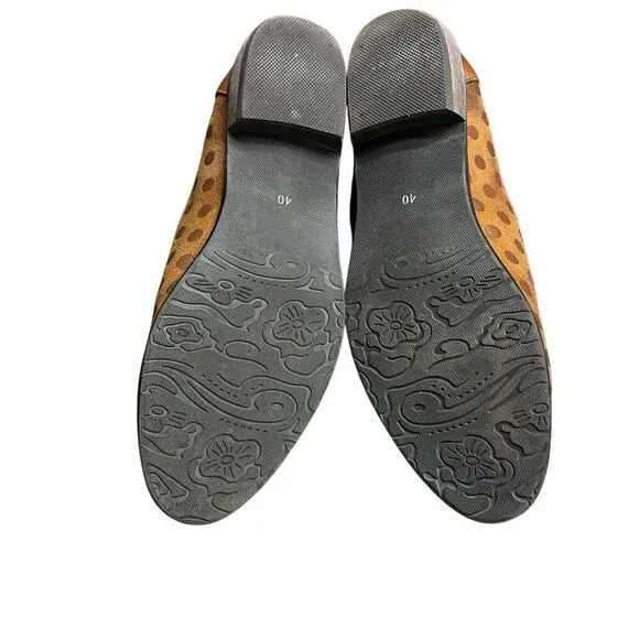 L'Artiste Spring Step Klasik Tassel Brown Suede Polka Dot Loafer Size 40