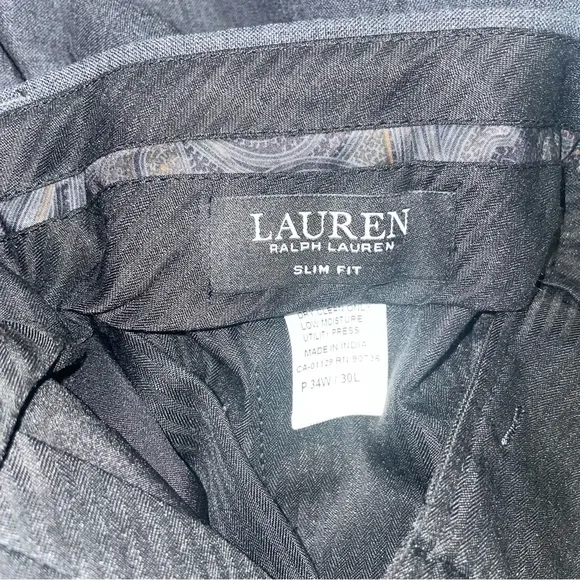 Lauren Ralph Lauren Men's  Slim Fit Gray 100% Wool Dress Pants Size 34W/30L