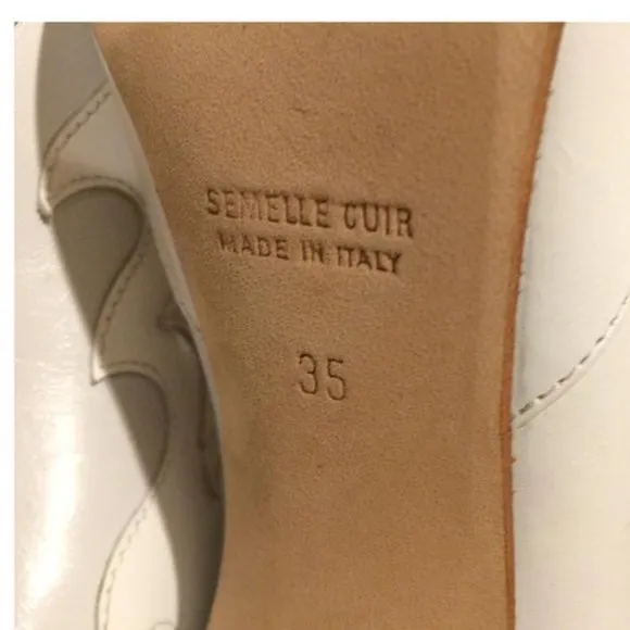 Laurence Dacada Peep Toe White Leather Ankle Boot Size 35EU NEW