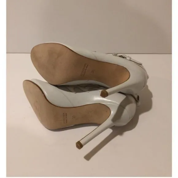 Laurence Dacada Peep Toe White Leather Ankle Boot Size 35EU NEW