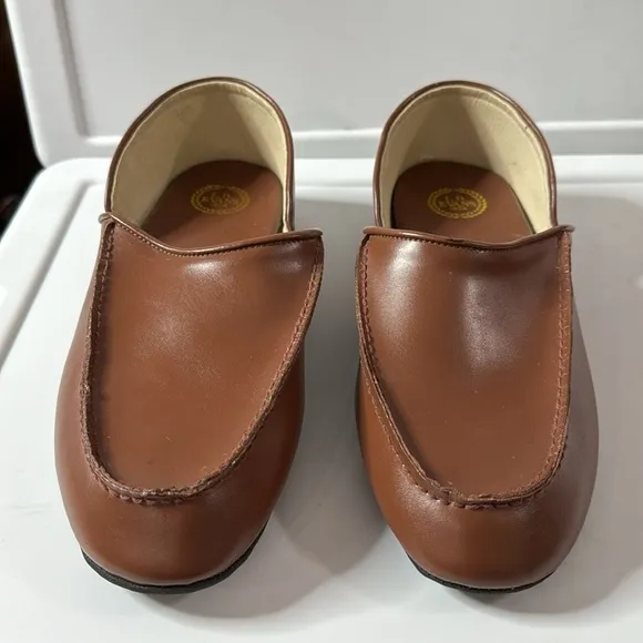 L.B. Evans Chicopee Leather Men’s Slippers in cognac size 11